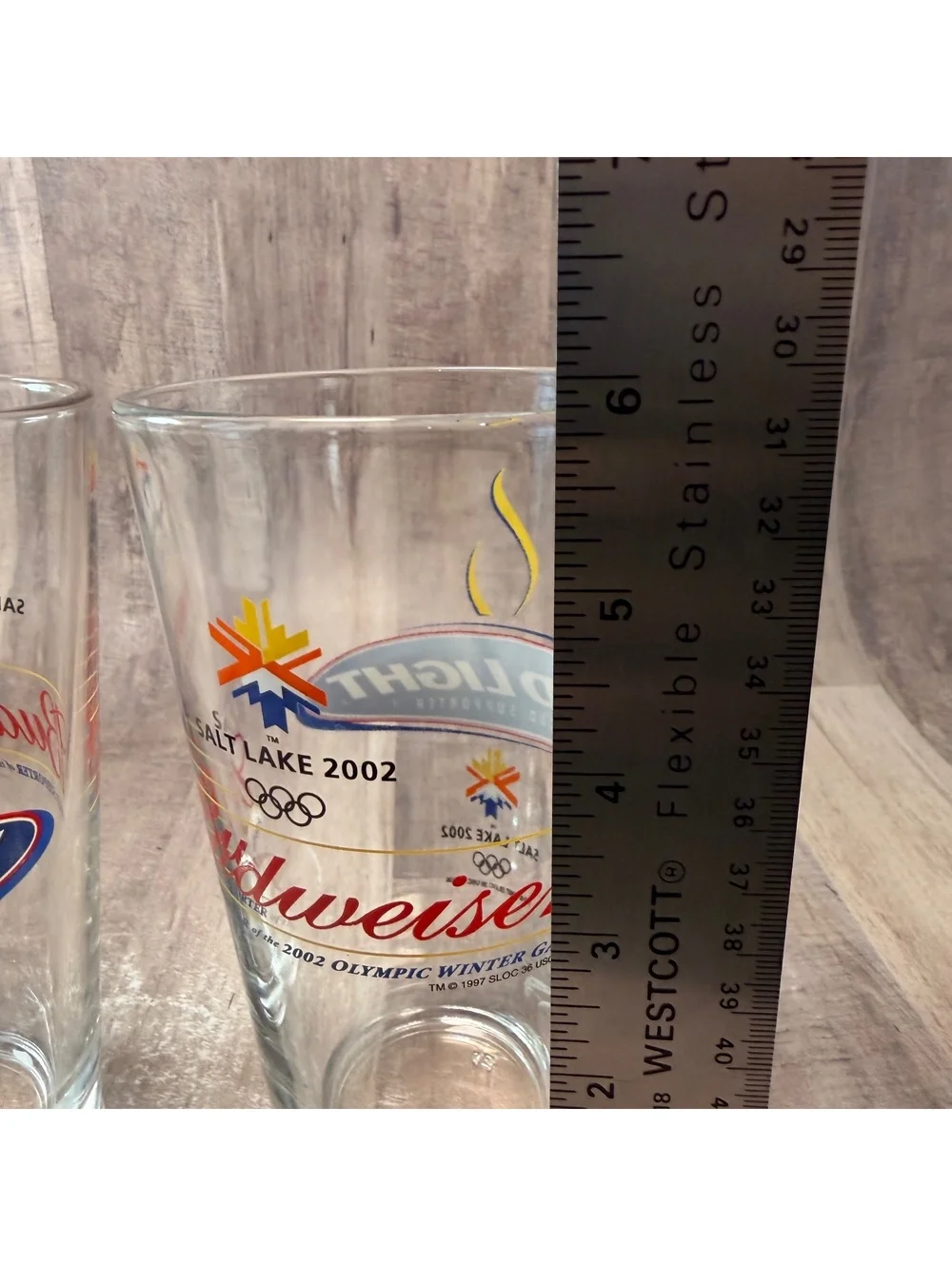 Set of 2 Budweiser 2002 Salt Lake City Winter Olympics Glasses Bud Light Beer